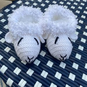 Crochet Sheep Baby Slippers/Moccs -3-6 months